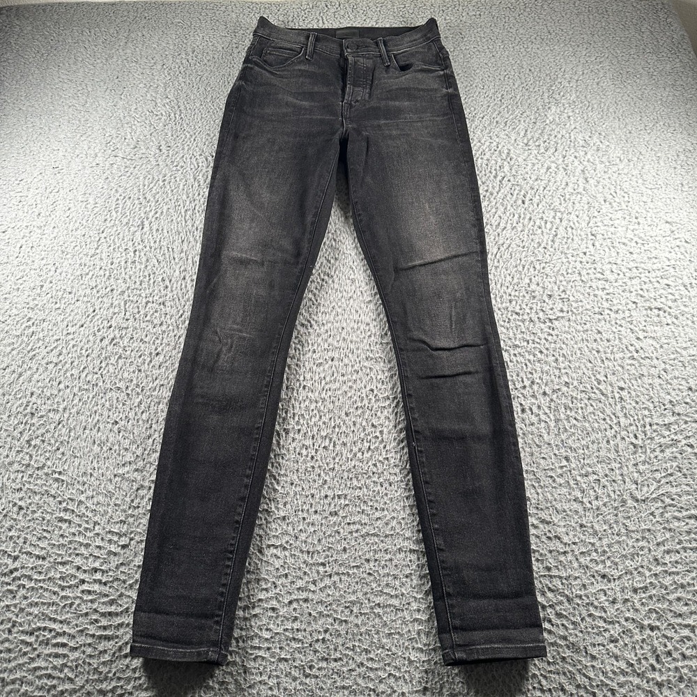 MOTHER Jeans Womens 25 The Stunner Skinny High Rise Night Hawk Black Button Fly